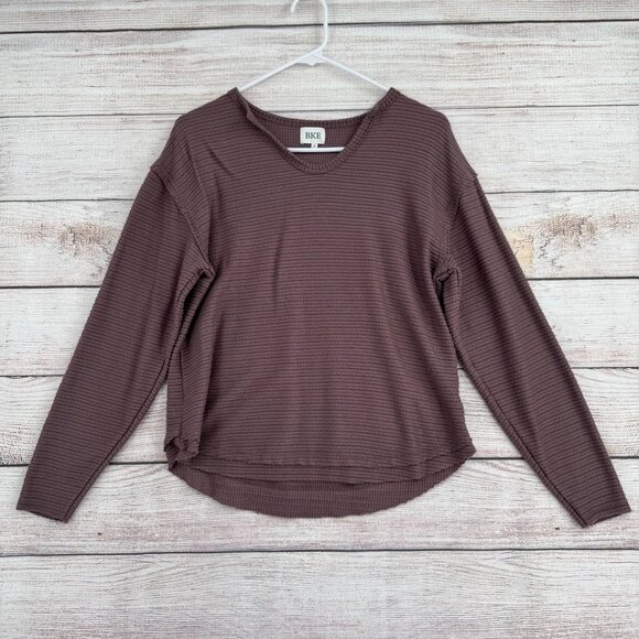 Buckle BKE Super Soft Split Neck‎ Top Women's Size Small Purple/Gray Knit - Picture 1 of 13
